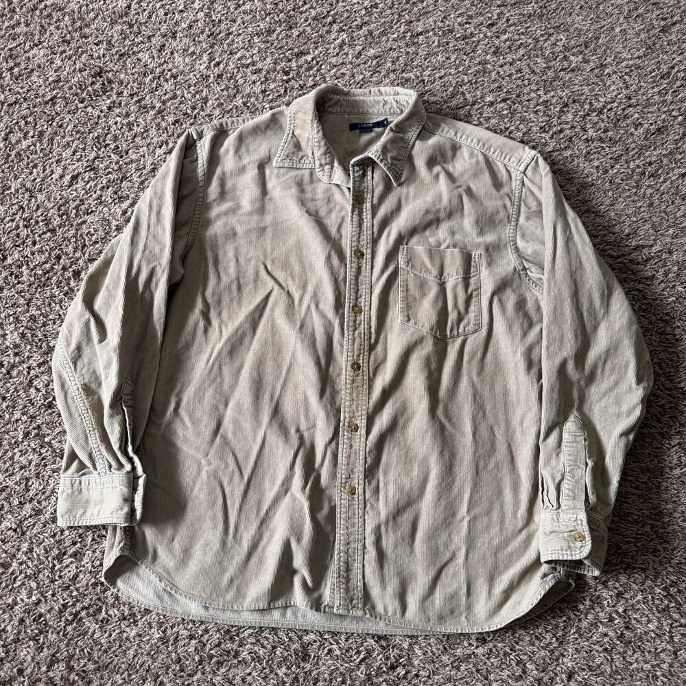 J. Crew Shirt Men’s XL Beige Tan Corduroy Long Sleeve Button Down Pocket VTG - Picture 1 of 5